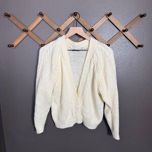 Contrasts Vintage Cable Knit Grandma Coastal Cardigan Sweater Women Size S